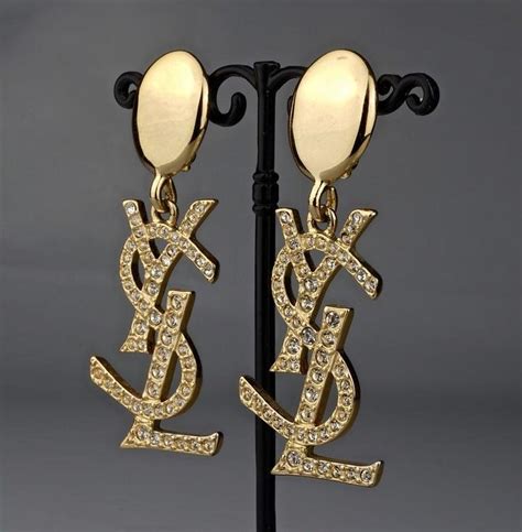 ysl costume earrings|YSL rhinestone earrings.